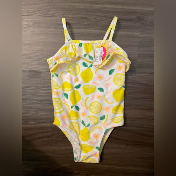 The Children's Place Lemon Print One Piece Swimsuit - Yellow and White size 4T - Picture 1 of 4
